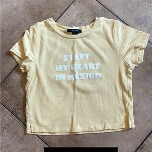 Forever 21 Light Yellow Kids Tee with Text Print